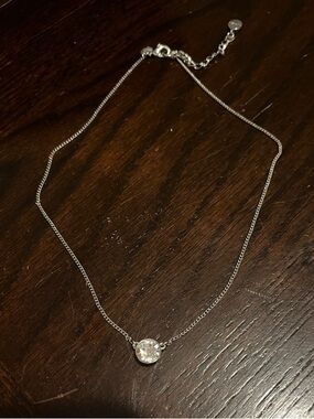 Givenchy Silver Crystal Disc Necklace